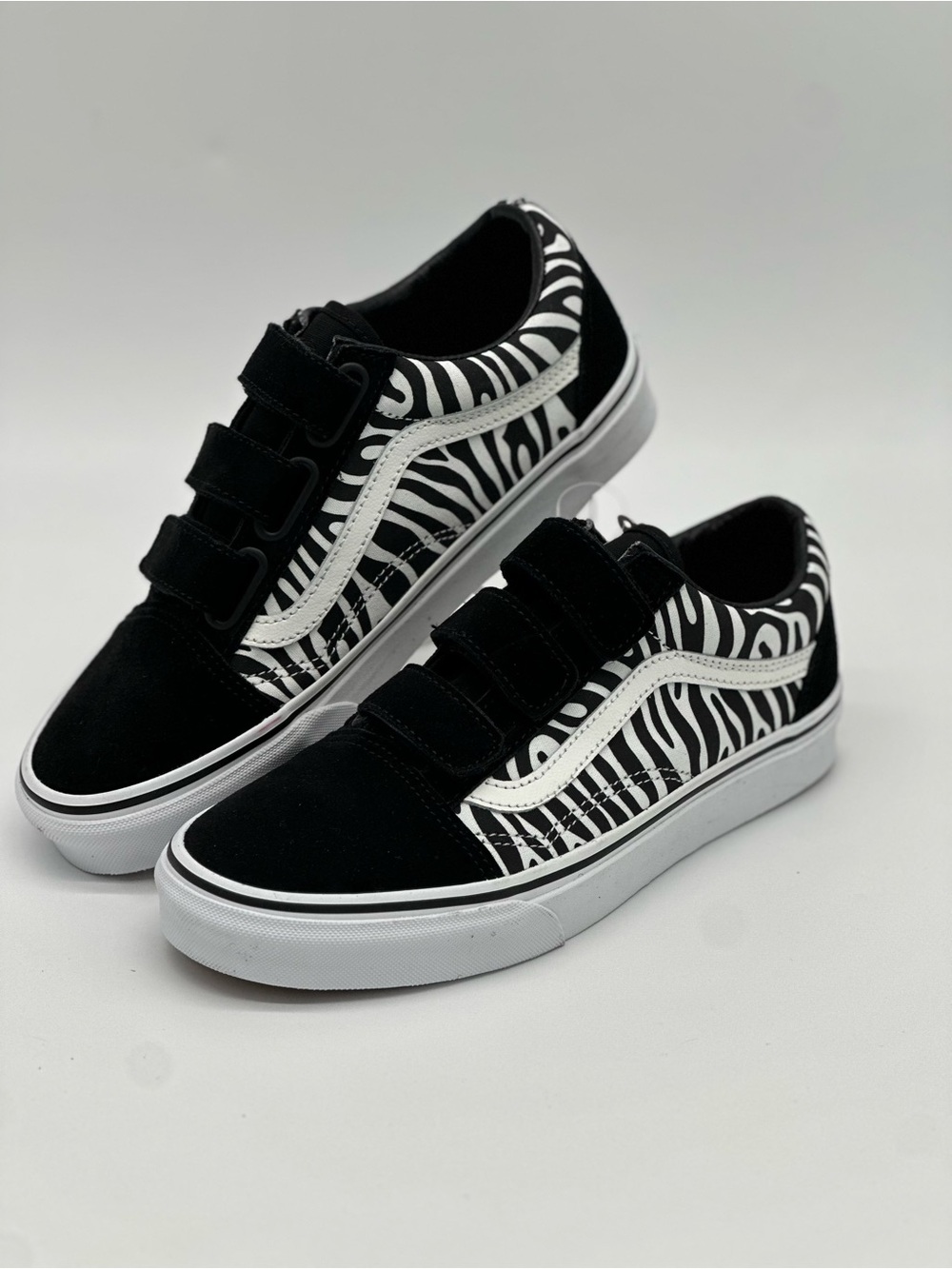 Vans Black & White Zebra Print Velcro Sneakers